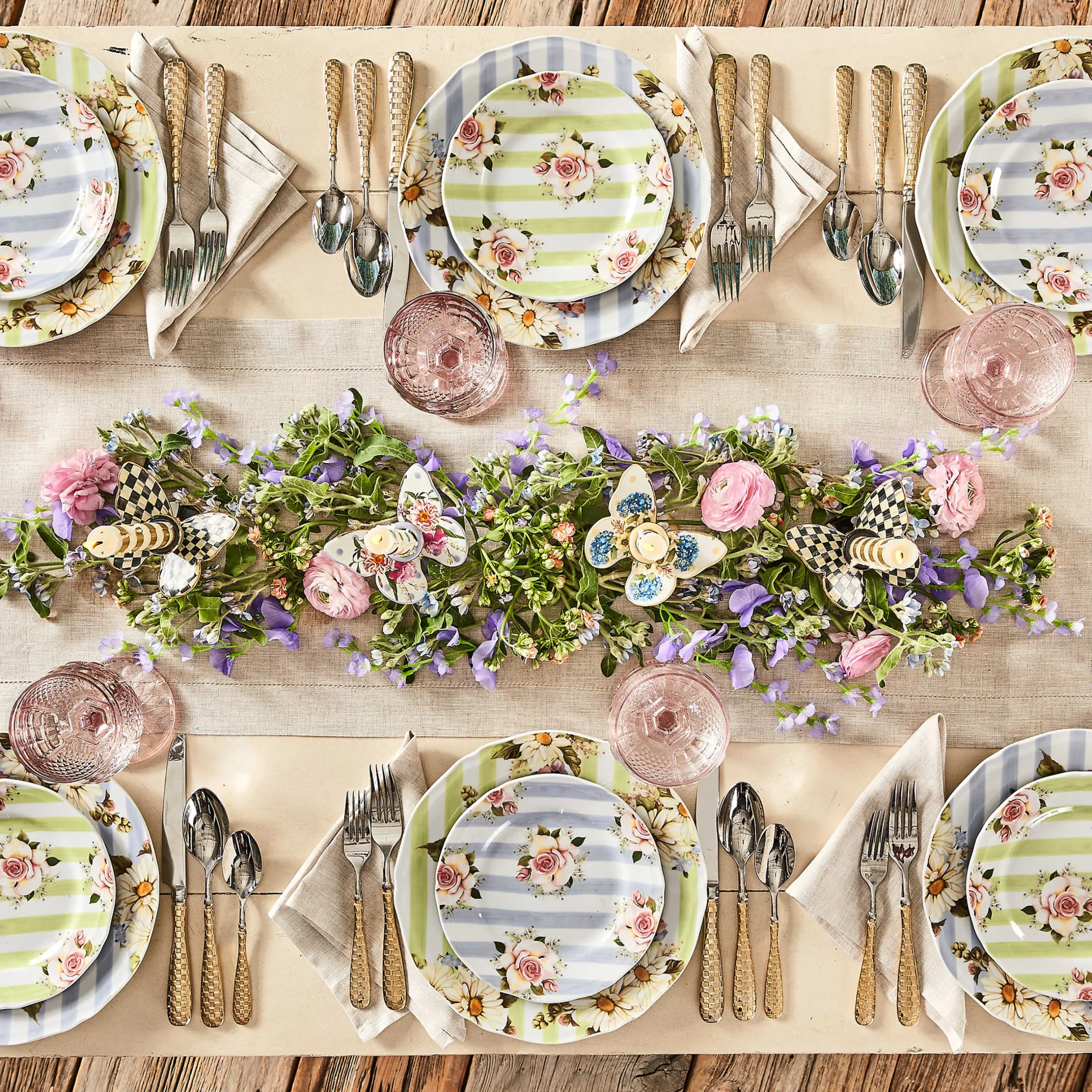 MacKenzie-Childs Wildflowers Butterfly Candle Holders - Set Of 2