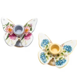 MacKenzie-Childs Wildflowers Butterfly Candle Holders - Set Of 2