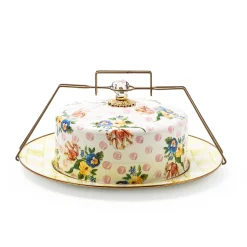 Discount MacKenzie-Childs Wildflowers Enamel Cake Carrier - Pink