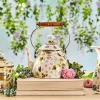 Outlet MacKenzie-Childs Wildflowers Enamel 2 Qt Tea Kettle - Pink