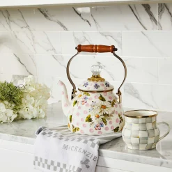 Outlet MacKenzie-Childs Wildflowers Enamel 2 Qt Tea Kettle - Pink