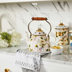 Outlet MacKenzie-Childs Wildflowers Enamel 2 Qt Tea Kettle - Pink