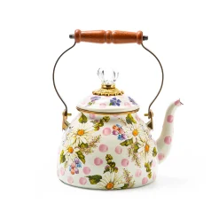 Outlet MacKenzie-Childs Wildflowers Enamel 2 Qt Tea Kettle - Pink