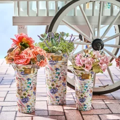 Clearance MacKenzie-Childs Wildflowers Flower Buckets - Set Of 3