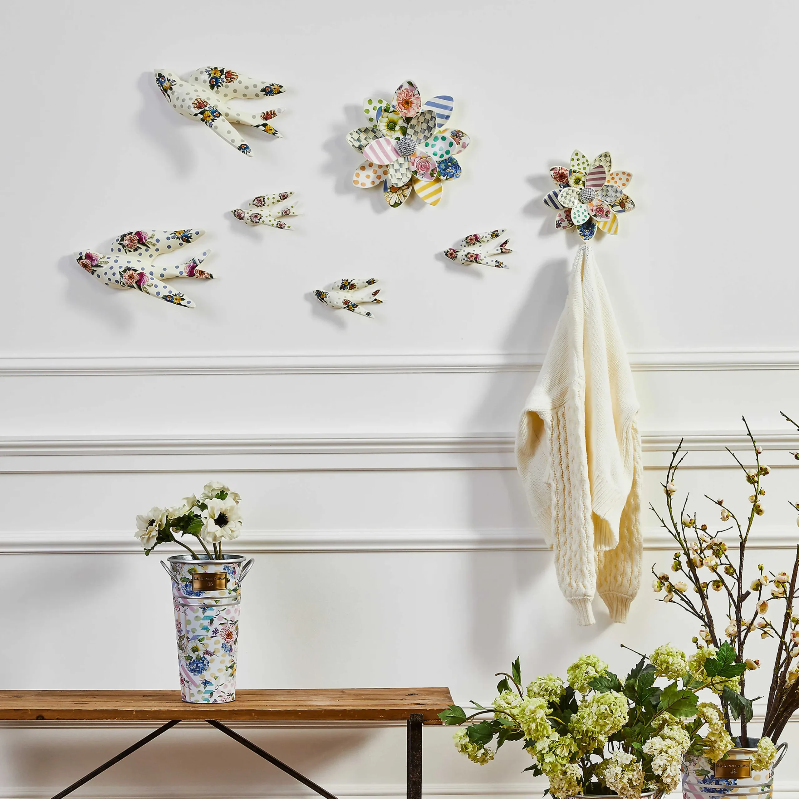 Clearance MacKenzie-Childs Wildflowers Swallowtail Wall Decor - Blue