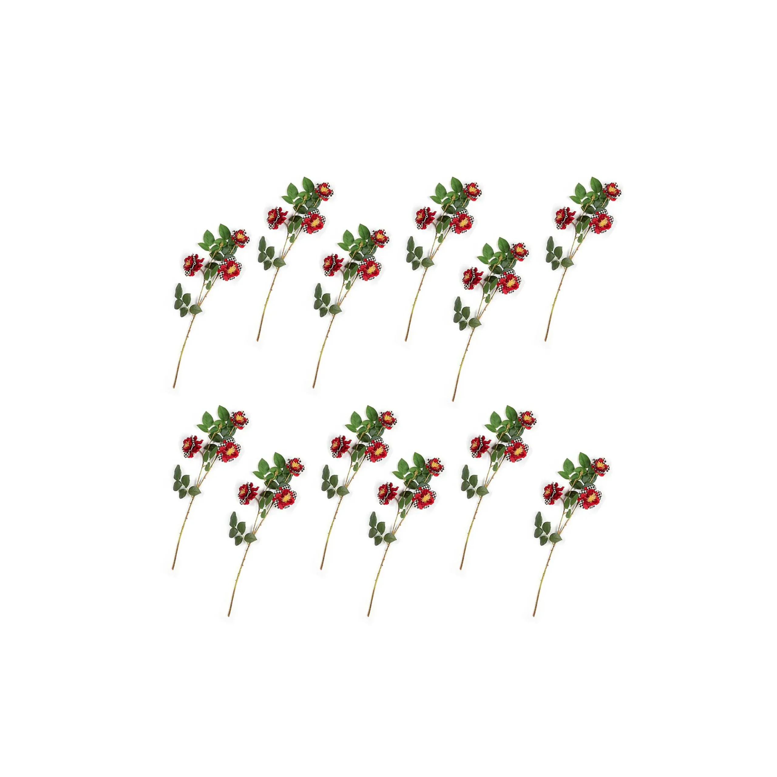 Outlet MacKenzie-Childs Wild Rose Spray Bouquet - Red - Set Of 12